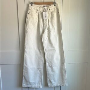 Grey Lab Women's White Wide Leg High Rise Jeans | 26